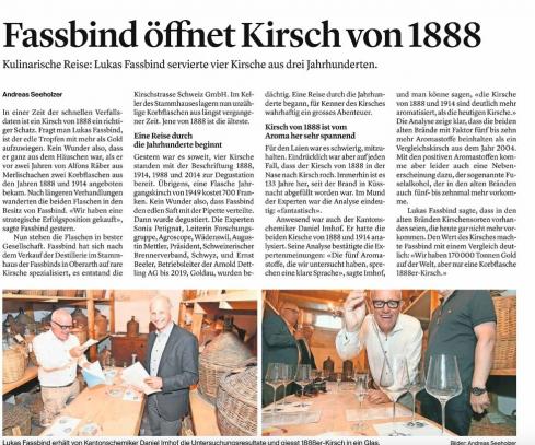 Fassbind öffnet Kirsch von 1888, Bote der Urschweiz vom 17. September 2021, Seite 3